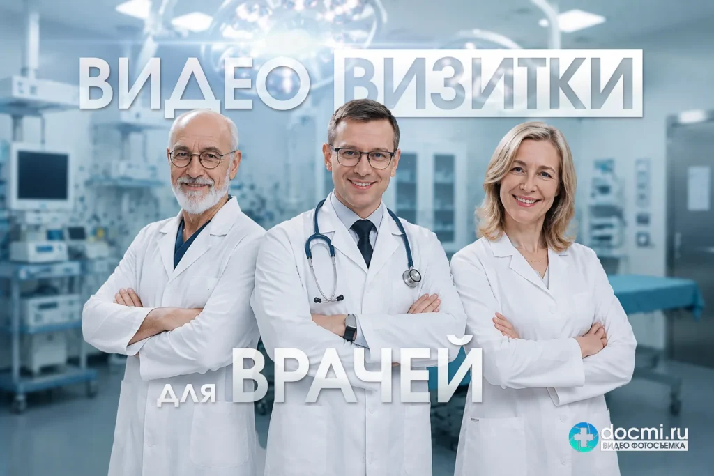 Профессиональная видеосъёмка видеовизитки врача в медицинском кабинете